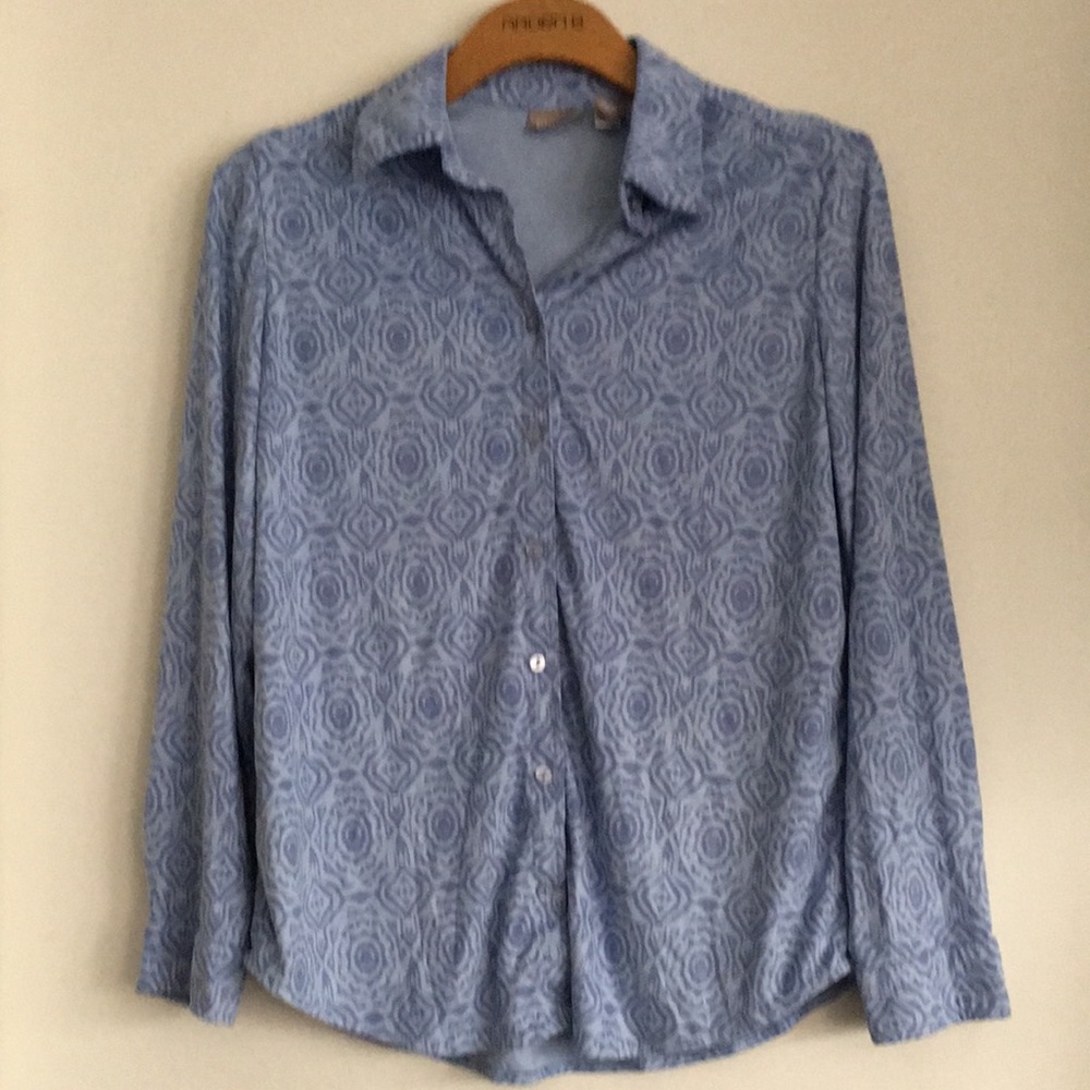 Chico’s Button Down Long Sleeve Patterned Top - image 1